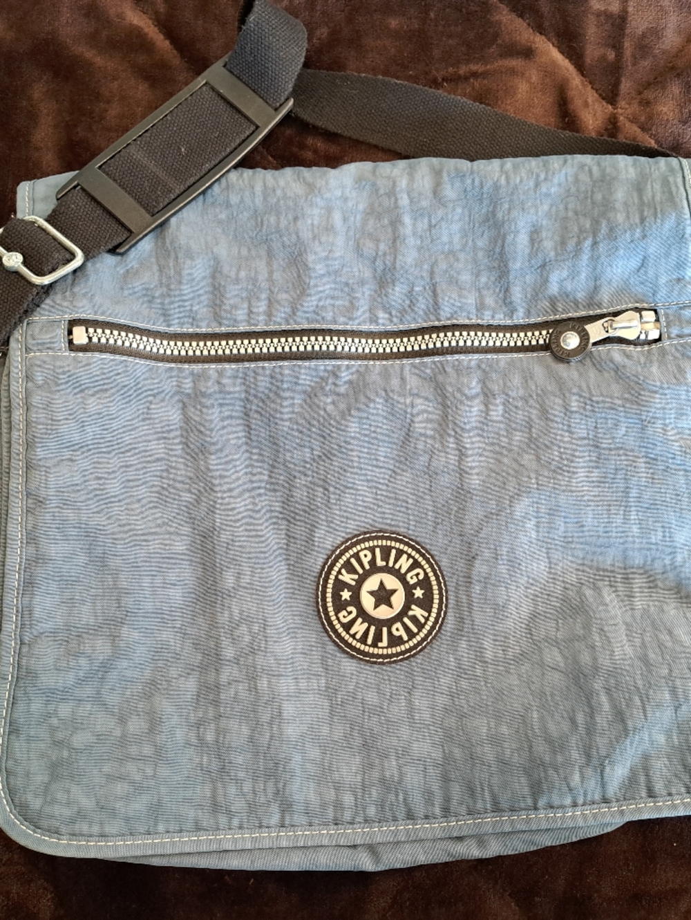 Large Kipling Madhouse Crossbody Messenger Blue Laptop Bag. Extendable